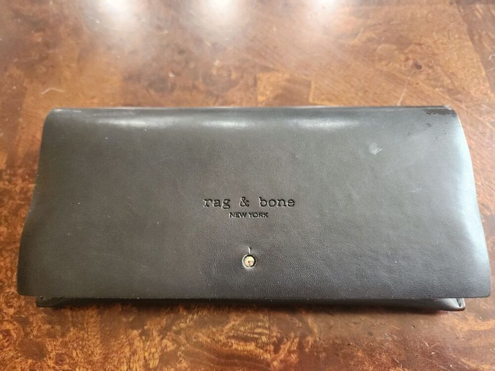 New Authentic Rag and Bone Leather Eyeglasses Sunglasses Case Black Velvet Inner